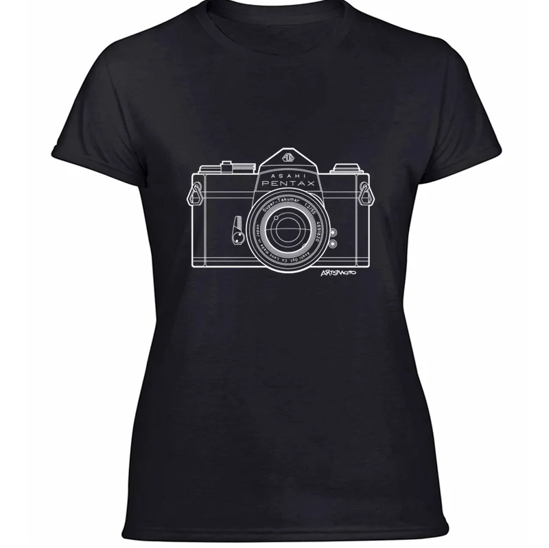 Новейшая комическая Asahi Pentax 35 мм белая камера линия искусство Винтажная Футболка мужская женская унисекс крутая Мужская s Футболка против морщин Awesome