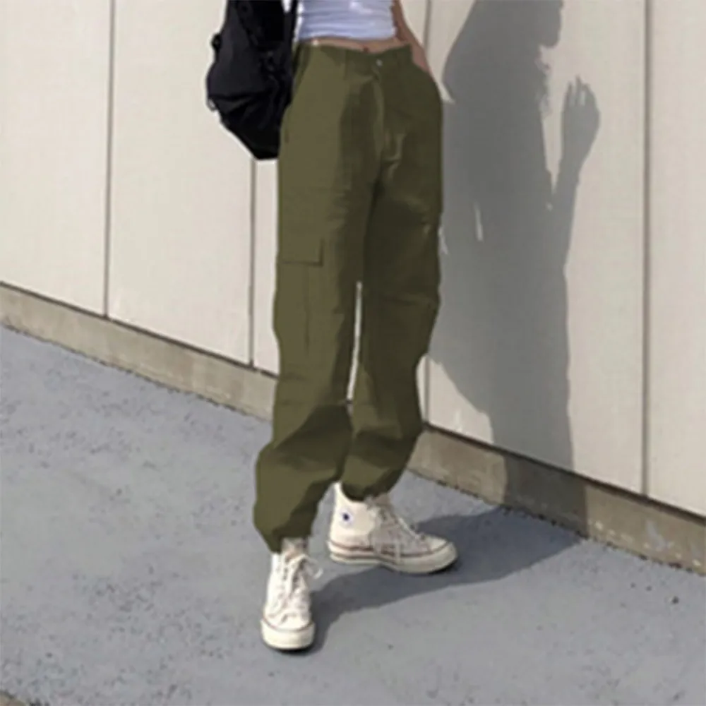 Женские брюки с высокой талией и золотыми ручками, модные брюки-карандаш с карманами на пуговицах, лоскутные брюки-карго, женские Брендовые повседневные уличные брюки