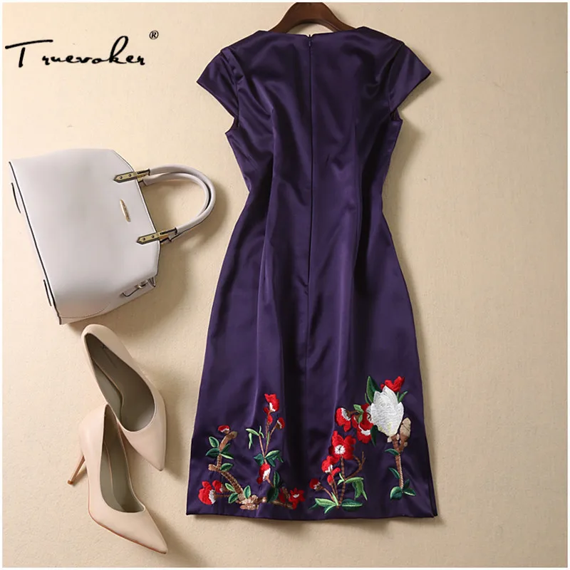 

Designer Summer Dress Women's High Quality Short Sleeve Retro Floral Embroidery Pencil Dress Plus Size XXL Vestido