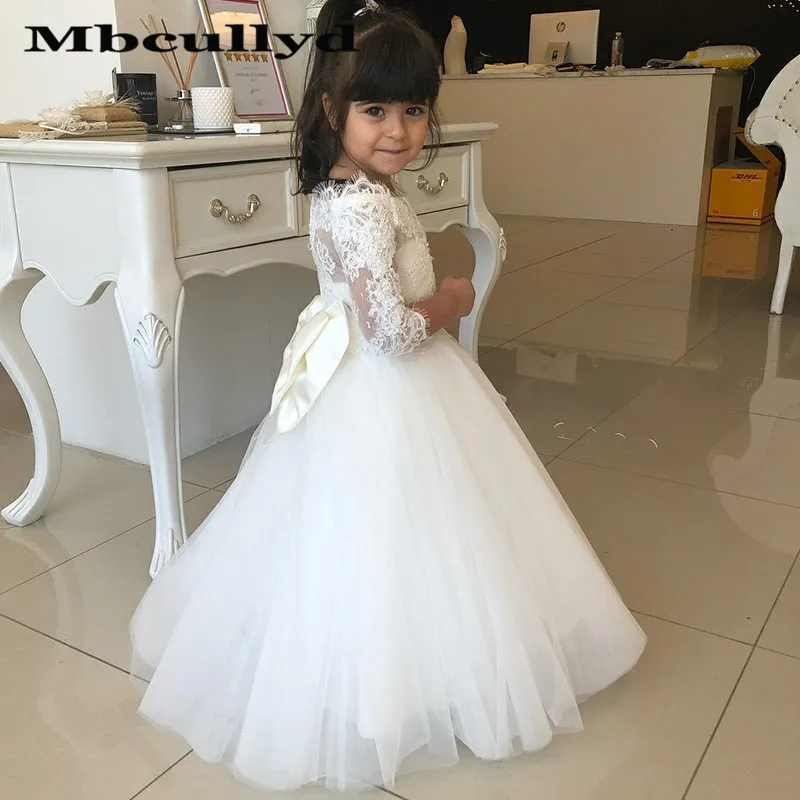 

Mbcullyd Invisible Scoop Neck Flower Girl Dresses For Weddings 2020 Lace Applique Ball Gown Birthday Vestido primera comunion