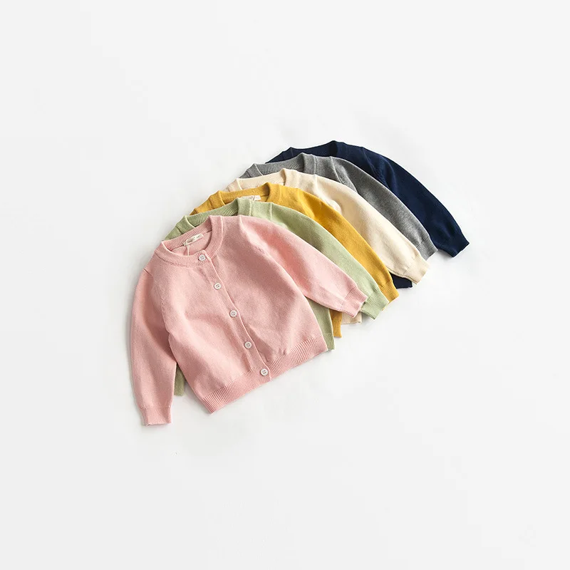 

[] 2019 Spring New Style GIRL'S Cardigan Sweater Coat Candy-Colored Children Sweater