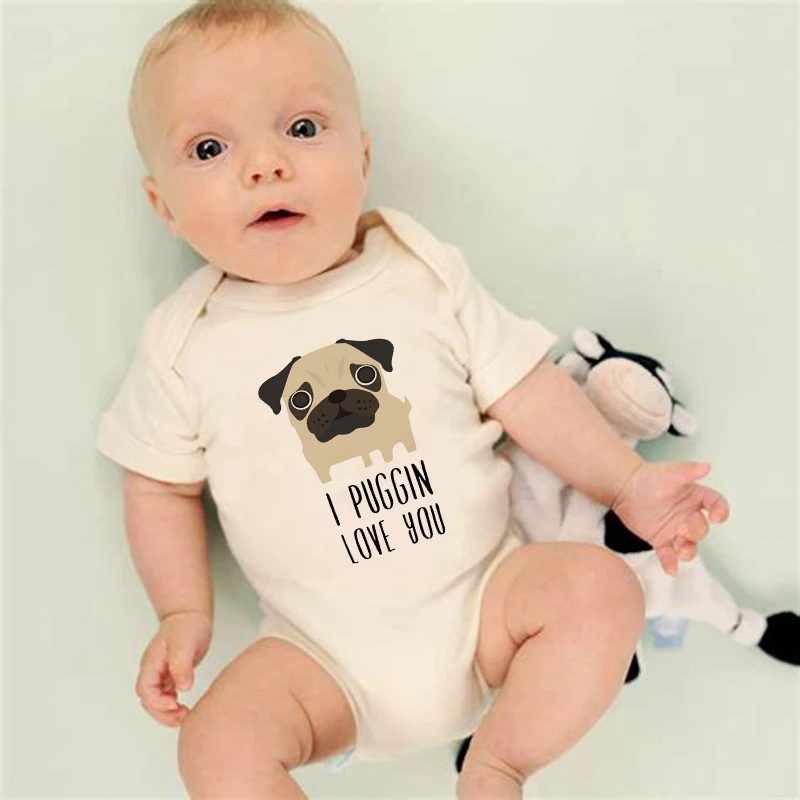 Одежда для малышей с изображением мопса боди надписью I Puggin Love You одежда маленьких