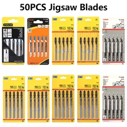 50 pçs jig viu lâminas conjunto de madeira cortador de metal lâmina de serra t118a/t118b/t101ao/t101b/t101br/t101d ferramentas de corte jigsaw saw blades