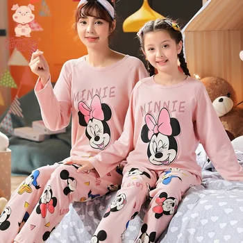 

Mommy and Me Pajamas Spring Autumn Cotton Long-Sleeved Princess Girls Adult Christmas Pajamas Kid Girls Clothes