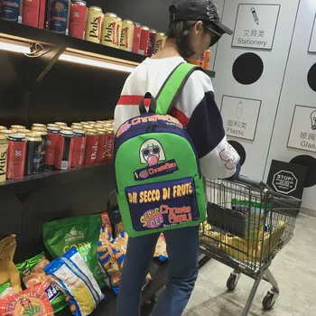 

Backpack Women Personality Graffiti Alphabet Backpack Harajuku Comic Student Bag Couple Trend Backpack Travel Bag Pink Fong