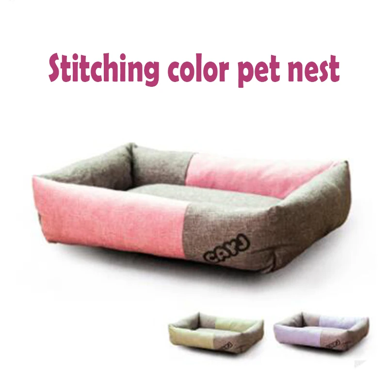 Stitching color pet nest sofa bed cat Teddy dog kennel rectangular warm PP cotton wool Oxford cloth mascotas accessories | Дом и сад