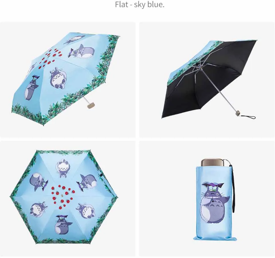 Umbrella Mini Anime Printing Sunscreen UV Protection Manual Anti-Collision Cloth 5 Fold Umbrella Female