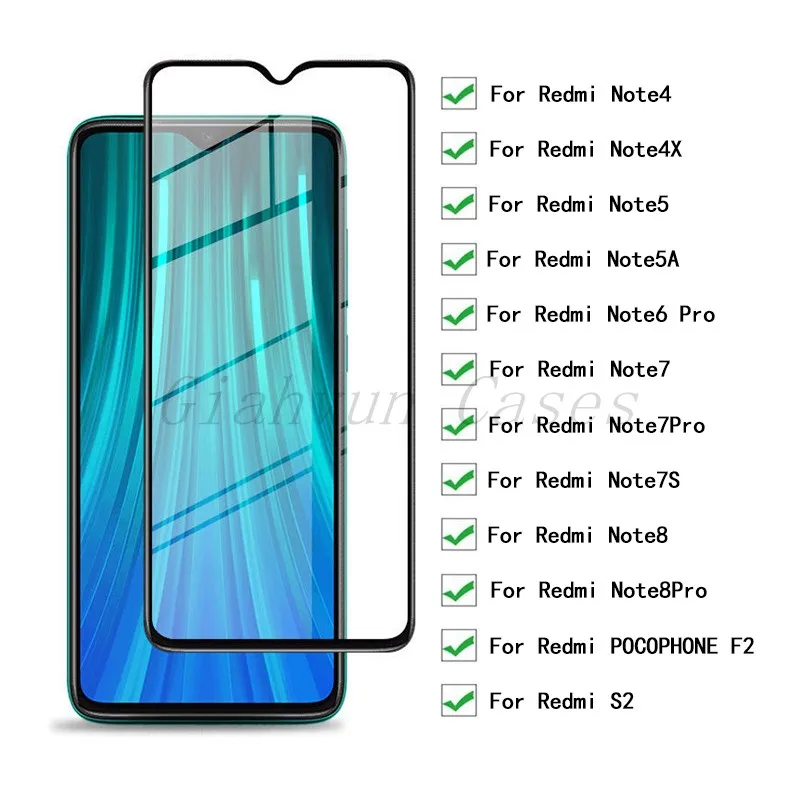 Закаленное стекло 9H для Redmi Note 4 4X 5 5A 6Pro 7 7Pro7S 8 8Pro F1 F2 S2 6 Pro 2 шт.|Защитные стёкла и