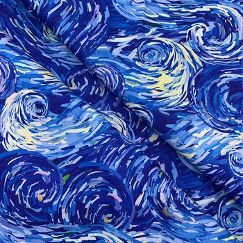 

Beautiful 100% Cotton Fabric Blue Bottom Sea wave Pattern Fabric Digital Print Sewing Material DIY Home Patchwork Dress Clothing