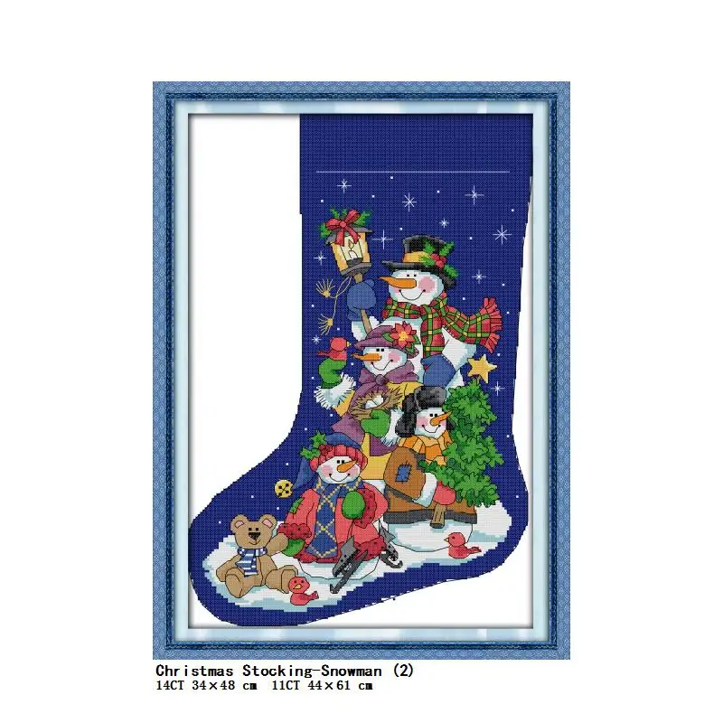 Christmas Stocking Stamped Cross Stitch Kit Cartoon Pattern 14CT 11CT Count Printing Embroidery Craft Set Needlework Gift