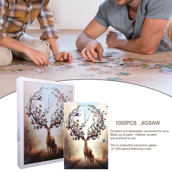 

1000Pcs/set For Kids Educational Toys Home Party Game DIY Deer Animals Intelligence Development Kindergarten Paper Jigsaw Gifts