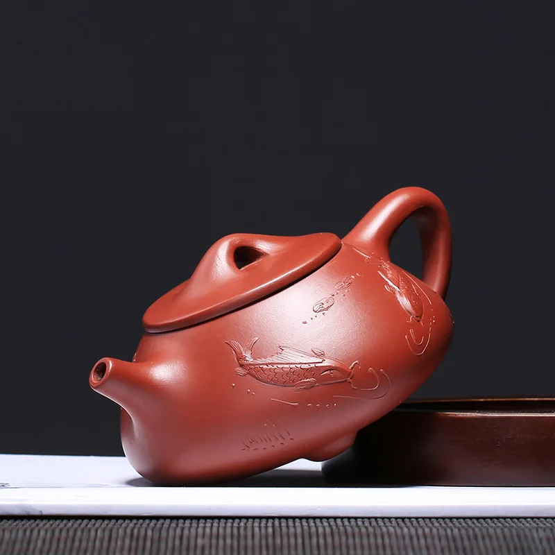 Handpainted fish yixing teapot handmade kung fu kettle with gfit box | Дом и сад