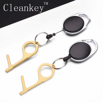 

Clean key brass color Cleankey Handheld Non-Contact Key EDC Door Opener a Closer Contactless Safety Smart Key Tool for Outdoor