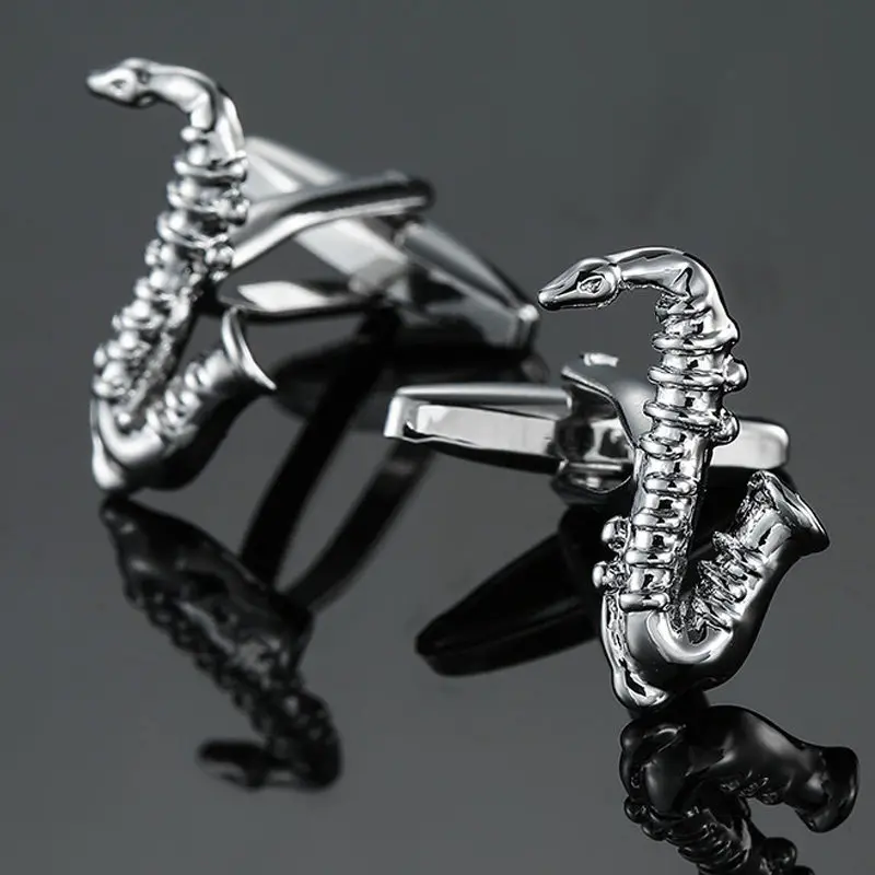 Elegant Music-Inspired Cufflinks for Men - Violin, Piano, and Saxophone Design
