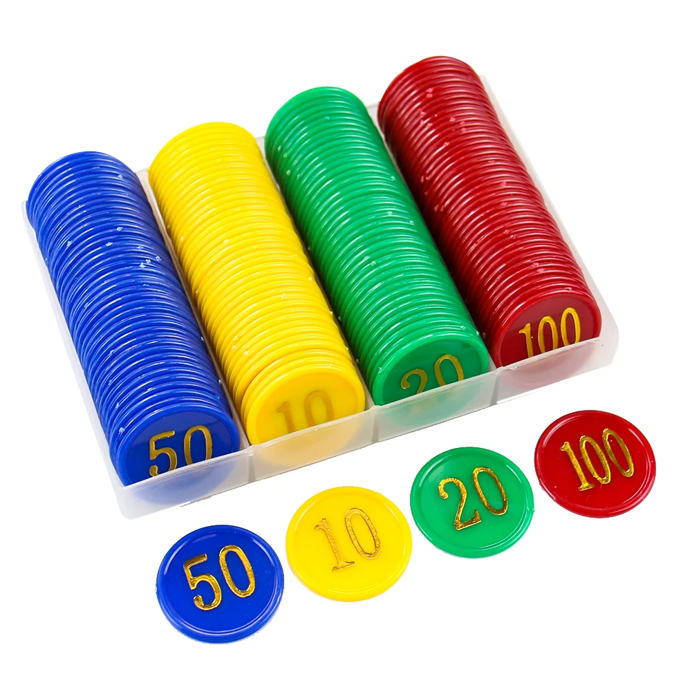 160PCS Plastic Texas Poker Chip Bingo Chips Kit Casino Coins Card Baccarat Family Club Carnival Board Game Counting Accessories
