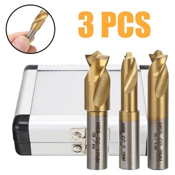 

3Pcs 1-3/4" HSCO Titanium Spot Weld Drill Bit Cutter Flat Shaft 1/4 5/16 3/8 Cobalt For Metal Wood Drilling Tool Power Tool