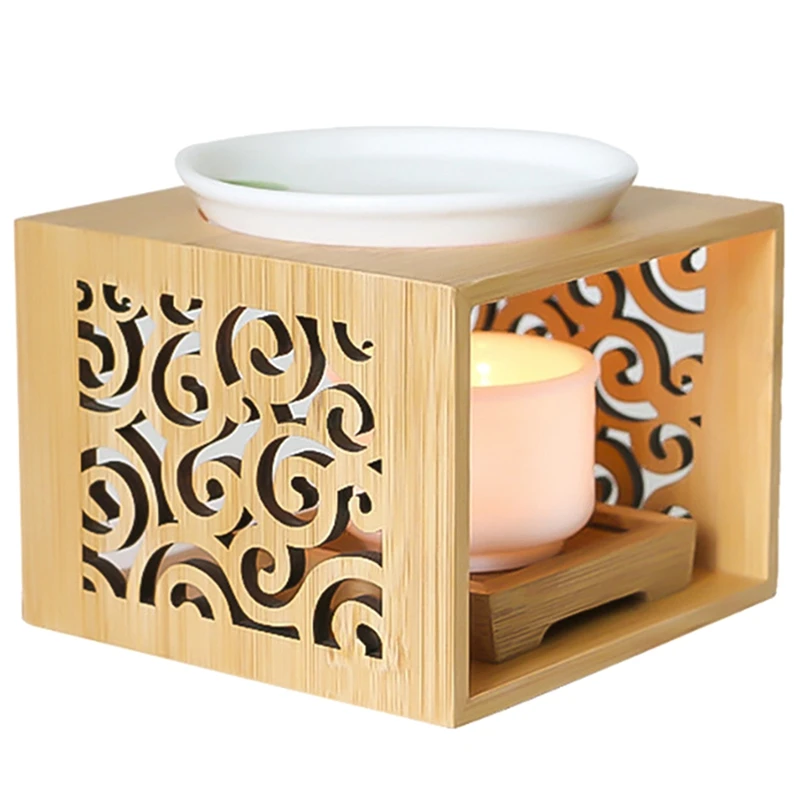 Lampe parfumée en bois de bambou creuse, brûleur d'arôme de four à huile,  bougeoir élégant et attrayant, décoration de maison et de bureau |  AliExpress