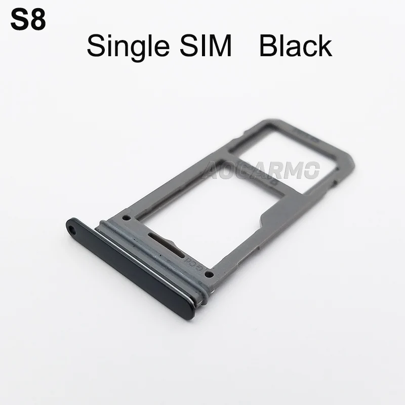 Aocarmo один/двойной металлический пластиковый Nano Sim лоток Слот держатель для samsung Galaxy S8 SM-G9500 G950F - Цвет: S8 Single Black