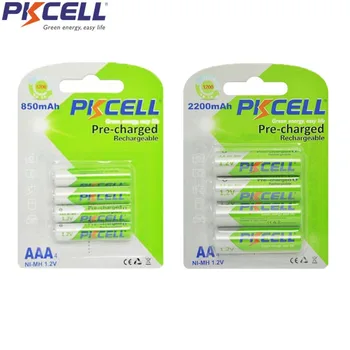 

8PCS a lots PKCELL 4PC AA 2200MAH 1.2V Battery and 4PC AAA 850MAH NI-MH rechargeable battery low self discharging AAA battery