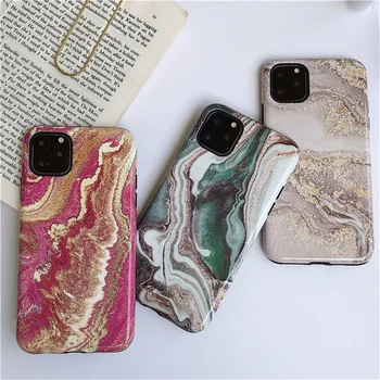 

Anti-fall agate marble Case For iphone 11 11Pro Max XS Max XR for iphone 6 6s 7 8 Plus Hybrid silicone case shockproof cover