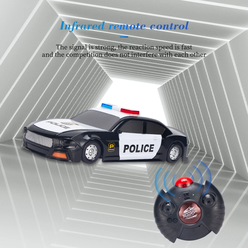 Remote Control Climbing RC Car with LED Lights 360 Degree Rotating Stunt Toys Machine Wall RC Police Car Boy Christmas Gift