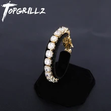 TOPGRILLZ AAA кубический цирконий колье браслет для женщин мужчин Хип Хоп Bling Iced Out 1 ряд CZ камень теннисная цепь рэппер ювелирные изделия