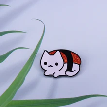 Нигири суши Кот Эмаль Булавка японские значки с изображением еды