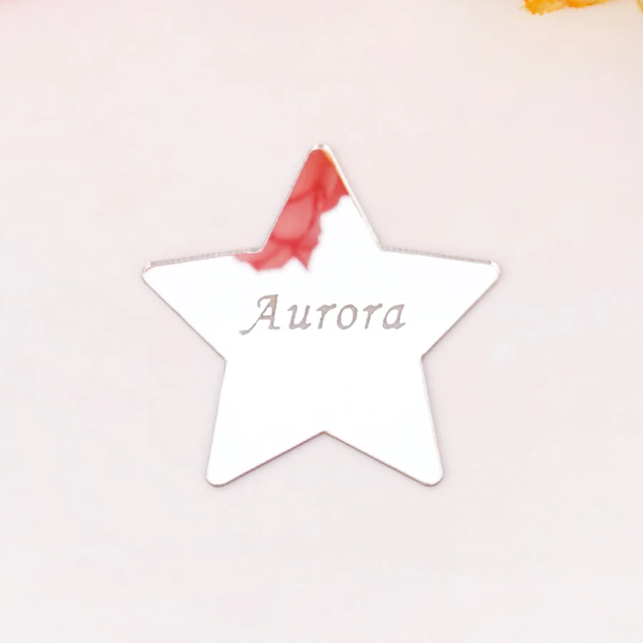 50 шт. персонализированные маленькие звезды Имя Зеркало на заказ свадебные пригласительные открытки акриловые свадебные сувениры Babyshower вечерние сувениры
