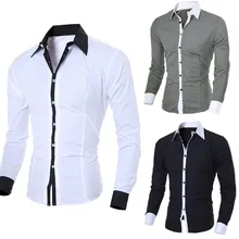 Модная индивидуальная Мужская Повседневная тонкая рубашка с длинными рукавами, топ, блузка, рубашки Heren, Повседневная тонкая рубашка Lange mouwen, топ, блузка