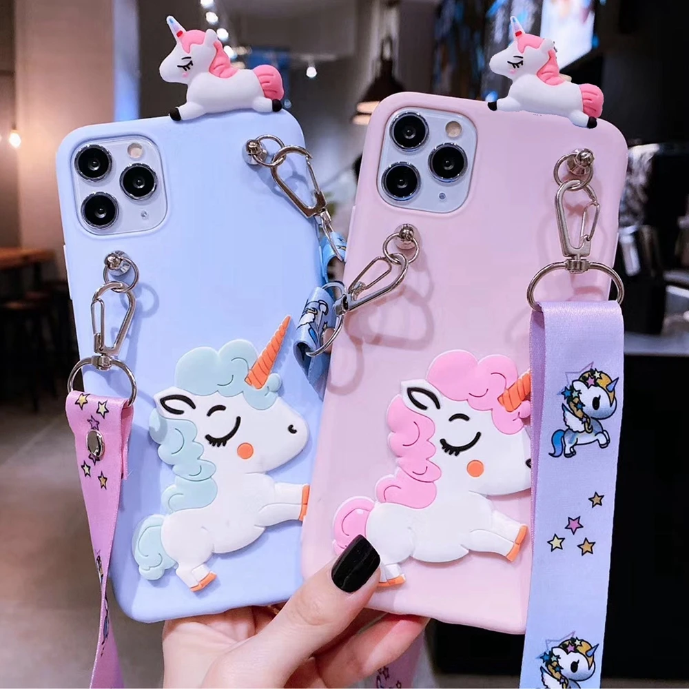 Unicorn Case For Vivo V17 Neo V15 V11 Pro V11i V9 V7 Plus Cartoon Strap Cover Cases For Vivo Nex 3 X30 Y50 Y30 S1 Pro Z5 Z5x Phone Case Covers