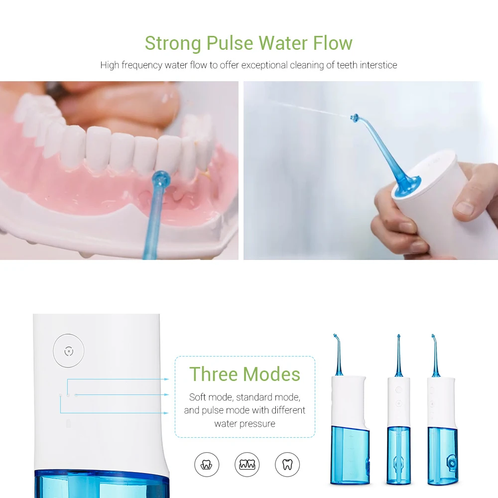 Tanie SOOCAS W3 irygator doustny przenośny irygator do zębów Jet akumulator wodoodporny wykałaczka do czyszczenia wody na czyszczenie zębów
