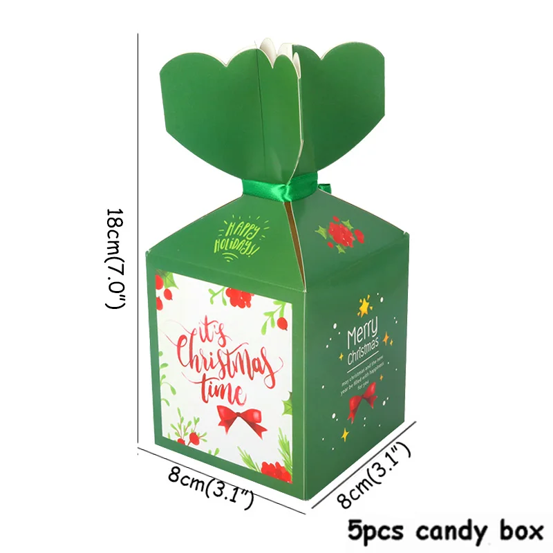 Рождественская коробка для конфет на день рождения украшения для печенья Подарочная коробка Рождественский Декор для дома упаковочные коробки Navida Natal Декор - Цвет: 5pcs candy boxes