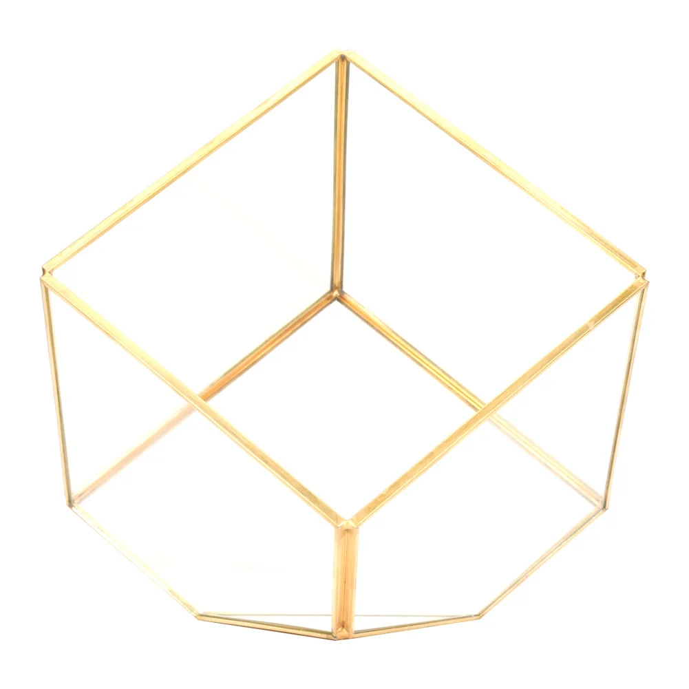 Gold Geometric Shape Succulents Plant Flowerpot Glass Planter Landscape Home Table Decoration Wall Hanging Flower Pots | Дом и сад