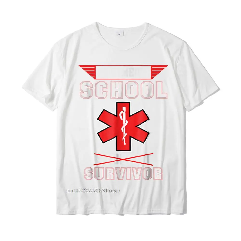 Summer T-shirts Cheap Short Sleeve Group 100% Cotton Round Collar Boy T Shirt Normal Top T-shirts Summer Fall Wholesale Funny Paramedic School Graduation Gift Shirt Survivor__2157. white