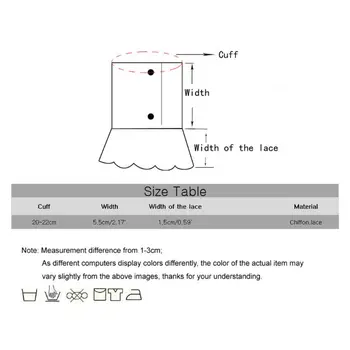 

1Pair Pleated Ruffles Flared Fake Sleeve Chiffon Lace False Cuffs with Buttons LX9E