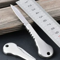 EDC couteau à clés de poche, Mini couteau à clés pliable outil de sécurité en plein air éplucheur outil de porte clés Portable de Camping 