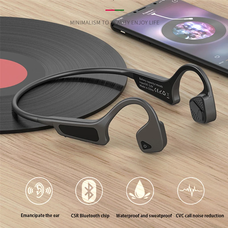 Bone Conduction Headset Wireless Bluetooth Earphones for Iphone 7 8 Plus X Max Xr Sport with Mic Waterproof Wireless Headphones