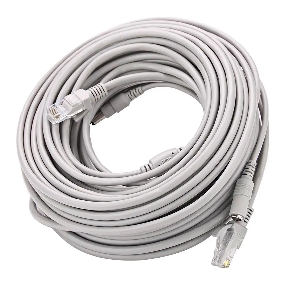  5M/10M/15M/20M/30M Optional Gray CAT5/CAT-5e Ethernet Cable RJ45 and DC Power CCTV Network Lan Cabl - 1.00001E+12