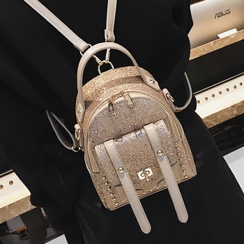 

2020 personality sequined Women backpack leather school bags for teenager girls Large capacity female preppy style backpack