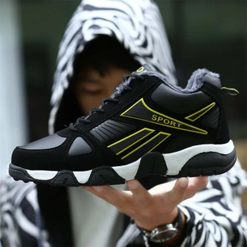 

Brand Men Snow Boots Winter Plush Warm Men Motorcycle Boots Lace-Up Non-slip Male Ankle Boots Waterproof Autumn Man Work Shoes