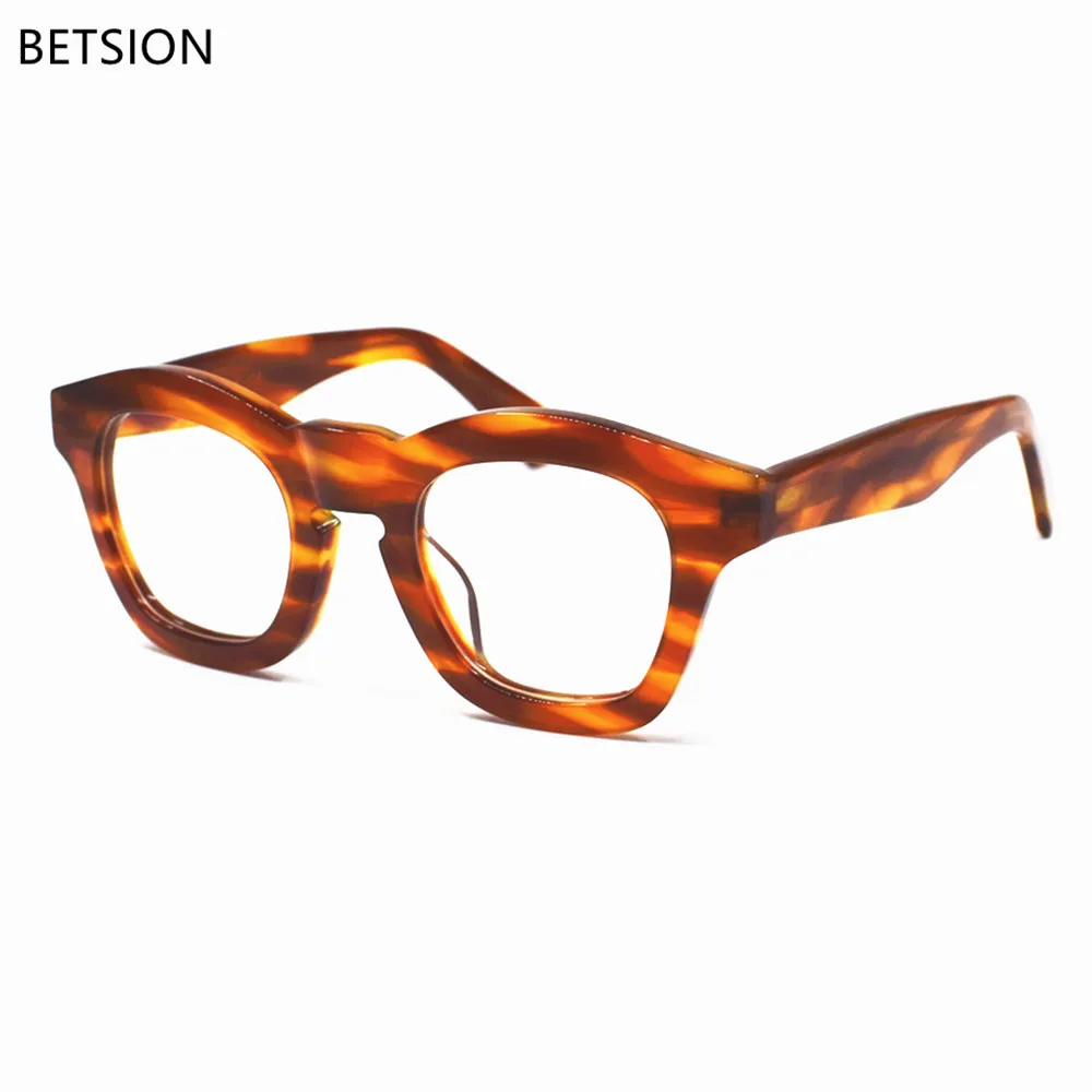 

BETSION Vintage 1960's Japan Handmade Acetate Glasses Men Women Small Eyeglass Frames Full Rim Myopia Prescription Eyewear