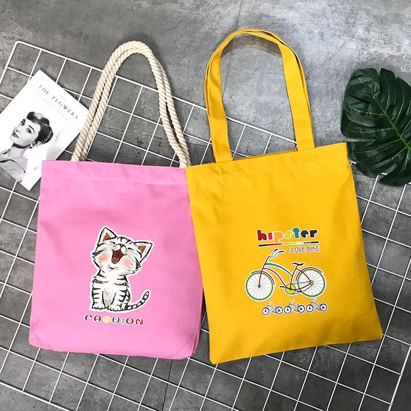 Микро для-Лето корейский стиль аниме Женская Ручная Женская Холщовая Сумка Экологически чистая хозяйственная сумка