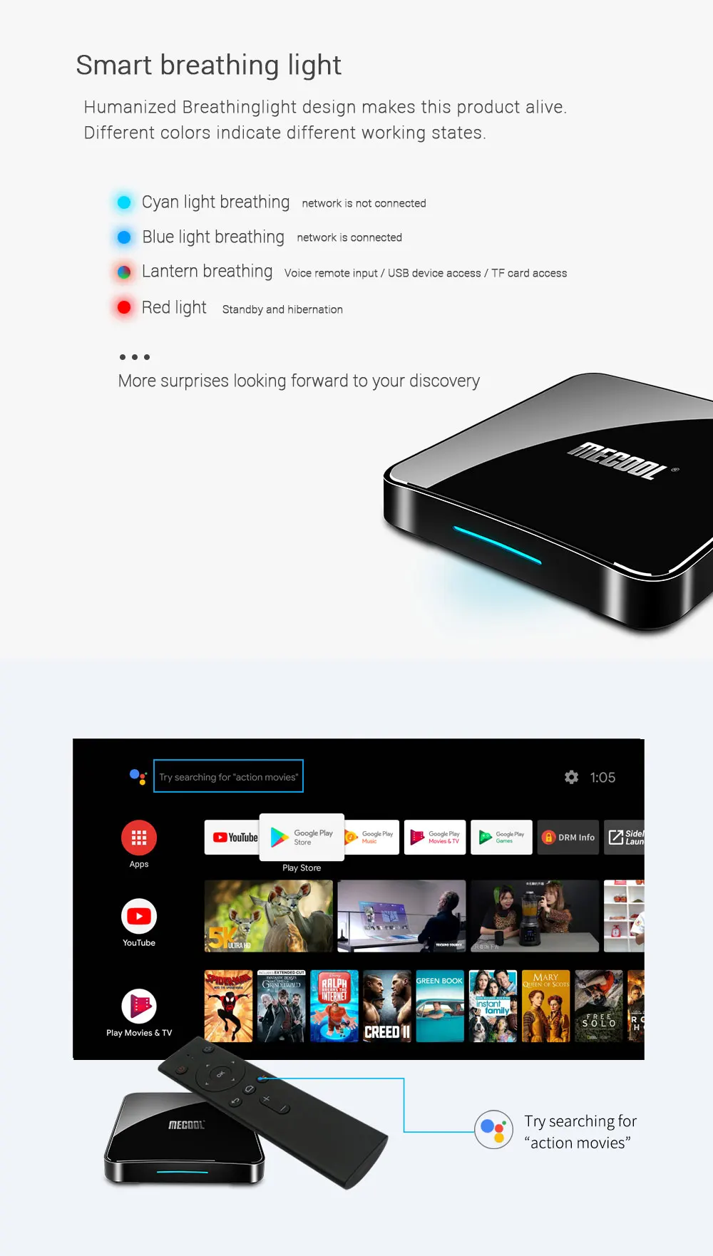 Mecool KM3 A tv Android 9,0 tv Box Google Сертифицированный S905X2 4 Гб LPDDR4 64 ГБ Android 9,0 5G wifi BT4.0 Голосовое управление ТВ-приставка