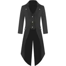 Модный однобортный мужской Тренч в стиле панк винтажная длинная куртка в готическом стиле ретро Униформа костюм тонкий Тренч фрак мужской