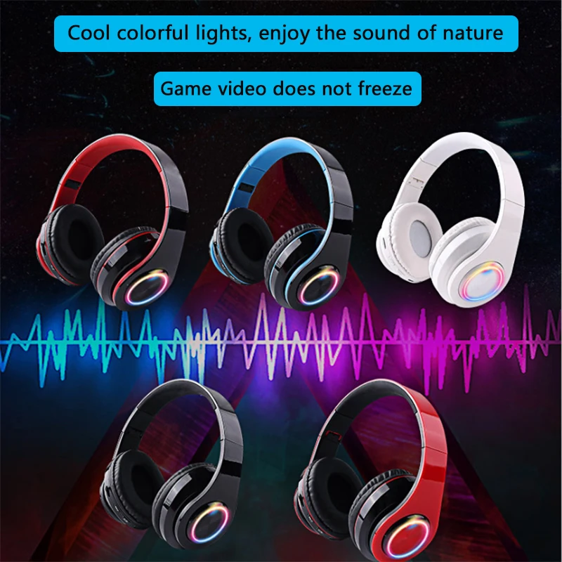 Bluetooth headphone Stereo earphones Wireless music headset FM support 32G SD card with Microphone for mobile phone PC tablet