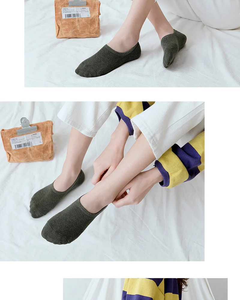 Socks Wholesale Spring Summer Women's Solid Color Hidden Socks Women's Cute Silica Gel Anti-slip Foot Sock Pure Cotton No-show S