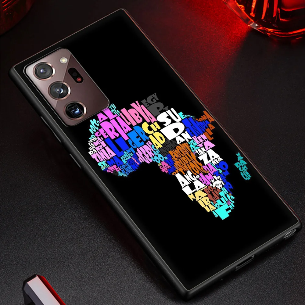 Silicone Black Phone Case with Painted Africa Map Design