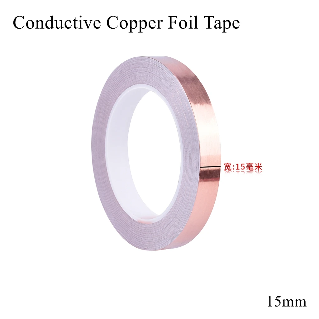 15mm Conductive Copper Foil Tape Strip Single Side Adhesive Mask Electromagnetic Shield Eliminate EMI Anti-static Heat Resist |