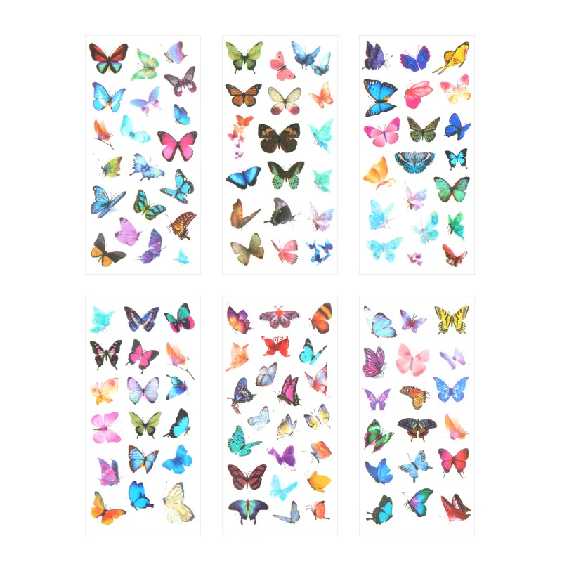 6 Pieces / Package PVC Transparent Stickers Beautiful Butterfly Decoration Album Thin Children'S Bedroom Decoration Stickers