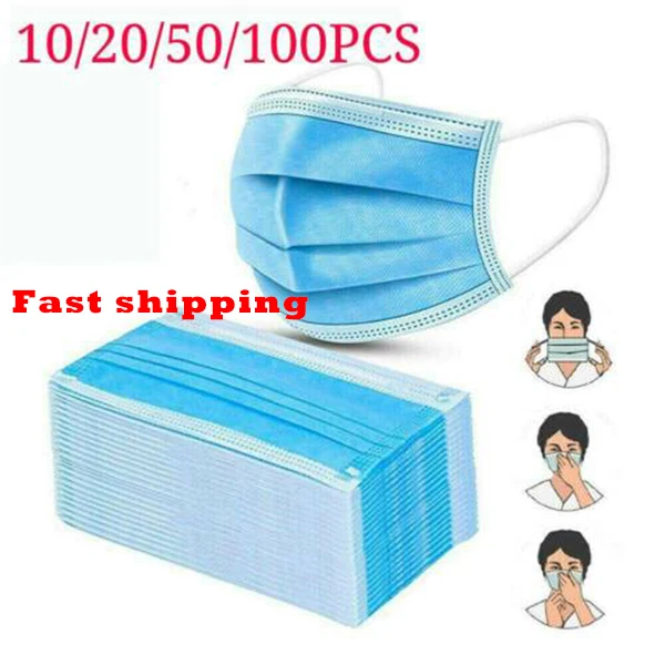 

20pcs/50pcs 1 Bag 3 Layers Disposable Masks Salon Anti-Dust Face Mask with Ear Loop Mask Within 48 Hours Fast Shipping In stock